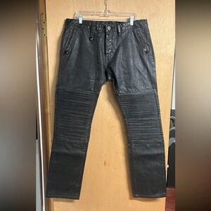 Cult of Individuality Black Coated Ribbed Knee Pants